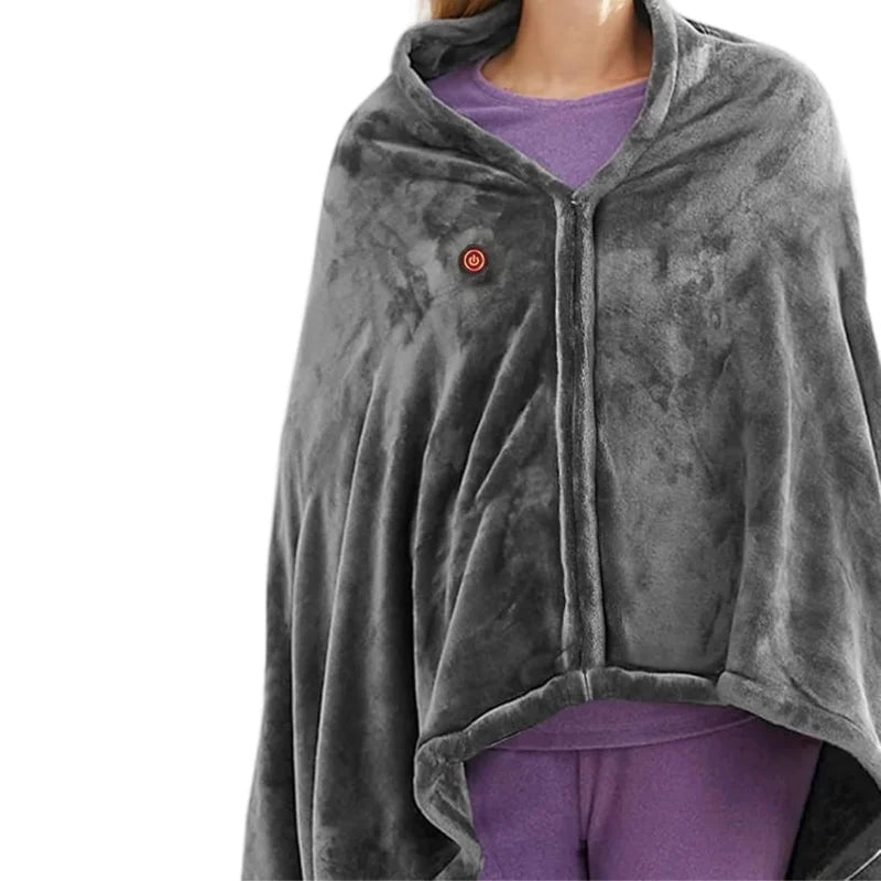 HeatLoop heated fleece wrap in Grey with heat button