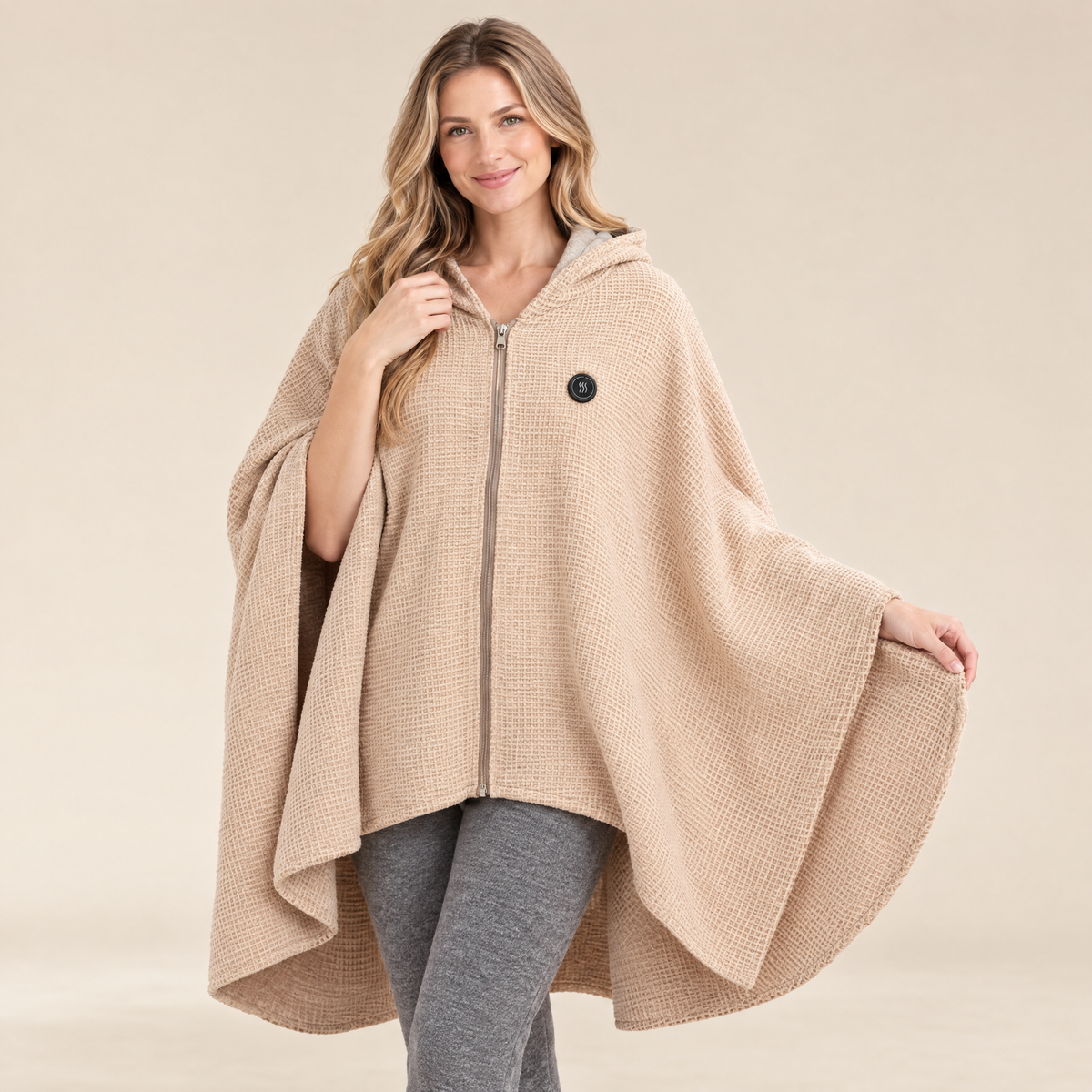 HeatLoop heated hooded blanket in Apricot